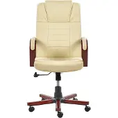 Beliani Bürostuhl Beige Echtleder Massagefunktion Heizfunktion höhenverstellbar Büro Arbeitszimmer modern