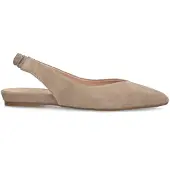 Manfield Beigefarbene Veloursleder-Ballerinas mit Knöchelriemchen | Größe 37