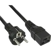 InLine Netzkabel 16A, Schutzkontakt gerade / Kaltgerätestecker IEC320/C19, 1,5m, 1,5 m, Netzstecker Typ F, IEC C19, 250 V, 16 A