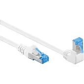 Goobay CAT 6A Patchkabel 1x 90° gewinkelt, S/FTP (PiMF), Weiß, 5 m, Rastnase oben, LSZH halogenfrei, Kupfer