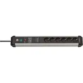 Brennenstuhl 1391010601, 5 m, Drinnen, Abgewinkelt, IP20, Schwarz, Silber, 6 AC-Ausgänge
