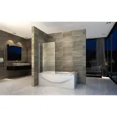 Aloni Badewannenaufsatz mit Seitenwand Duschabtrennung Badewanne Duschwand Glaswand Faltbar 70 x 140 cm 6 mm