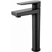Aloni erhöhte Waschtischarmatur schwarz matt aus Messing für große Waschbecken modern Design mit Strahlregler