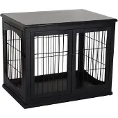 PawHut Hundekäfig für Zuhause, Hundehütte mit 2 Eingängen, Abschließbar Hundebox, Hundehaus für kleine Hunde, Schwarz, 58,5 x 81 x 66 cm