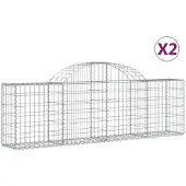 vidaXL Gabionen mit Hochbogen 2 Stk. 200x30x60/80 cm Verzinktes Eisen