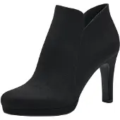Tamaris Stiefelette , Damen, Gr. 39, Textil, schwarz, Veloursleder, unifarben, Schuhe Stiefelette, Ankleboots, High-Heel-Stiefelette mit Trichterabsatz, Topseller
