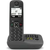 Gigaset AS490A, Analoges/DECT-Telefon, Kabelloses Mobilteil, Freisprecheinrichtung, 100 Eintragungen, Anrufer-Identifikation, Schwarz