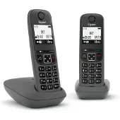 Gigaset AS490 Duo, Analoges/DECT-Telefon, Kabelloses Mobilteil, Freisprecheinrichtung, 100 Eintragungen, Anrufer-Identifikation, Schwarz
