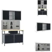 vidaXL Werkbank mit 3 Werkzeugwänden und 1 Wandschrank - Werkbänke