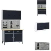 vidaXL Werkbank mit 3 Werkzeugwänden und 1 Wandschrank - Werkbänke