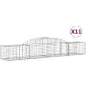 vidaXL Gabionen mit Hochbogen 11 Stk. 300x50x40/60 cm Verzinktes Eisen