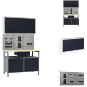vidaXL Werkbank mit 3 Werkzeugwänden und 1 Wandschrank - Werkbänke