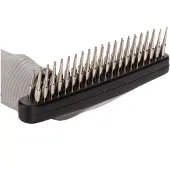 Beeztees Striegel Rotierende Doppelzinken - Hundepflege - Schwarz/Grau - 16,5x10,5x3 cm
