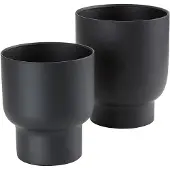 House Nordic | 2er Set Blumentöpfe Fulda Schwarz Metall 16x16x19 cm | NADUVI
