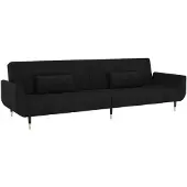 vidaXL Schlafsofa 2-Sitzer mit 2 Kissen Schwarz Samt
