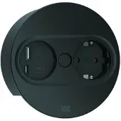 Bachmann TWIST 2 Tischsteckdose Schwarz matt rund