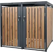 ML-Design Mülltonnenbox 2er für 2 Tonnen 240L 132x80x120 cm Anthrazit-Eichenoptik, Stahl, wetterfest/abschließbar