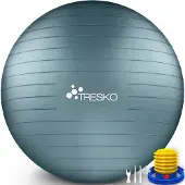 Tresko Gymnastikball Anti-Burst, mit Luftpumpe, Ø 55 cm, cool-grey-blue, belastbar bis 300 kg