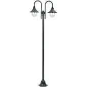 vidaXL Garten-Pollerleuchte E27 220 cm Aluminium 2-Laterne Dunkelgrün