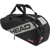 Head Tennis-Racketbag Team Racquet Bag M (Schlägertasche, 2 Hauptfächer) 2024 schwarz/grau 6er