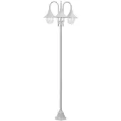 vidaXL Garten-Pollerleuchte E27 220 cm Aluminium 3-Laterne Weiß