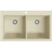 vidaXL Granitspüle Doppelbecken Beige