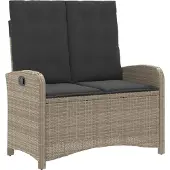 vidaXL Gartenbank Verstellbar mit Kissen Hellgrau Poly Rattan
