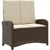 vidaXL Gartenbank Verstellbar mit Kissen Braun Poly Rattan