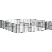 vidaXL Hundelaufstall 20-tlg. Schwarz Verzinkter Stahl