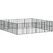 vidaXL Hundelaufstall 16-tlg. Schwarz Verzinkter Stahl
