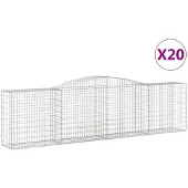 vidaXL Gabionen mit Hochbogen 20 Stk 400x50x100/120cm Verzinktes Eisen