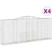 vidaXL Gabionen mit Hochbogen 4 Stk. 400x50x160/180cm Verzinktes Eisen
