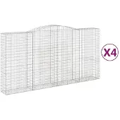 vidaXL Gabionen mit Hochbogen 4 Stk. 400x50x200/220cm Verzinktes Eisen