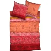 Casatex Bettwäsche Indi" orange-rot 1x 155x220 cm + 1x 80x80 cm"