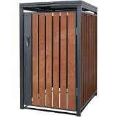 ECD-Germany Mülltonnenbox 1er Mülltonne, 240L, 68x80x120 cm, Anthrazit-Rostoptik, Stahl, Wetterfest, Abschließbare Mülltonnenverkleidung Müllbox