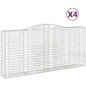 vidaXL Gabionen mit Hochbogen 4 Stk. 400x50x180/200cm Verzinktes Eisen