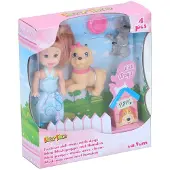 Merkloos Pädagogisches Spielset mit Puppe, zwei Welpen und Futternapf für Kinder ab 3 Jahren