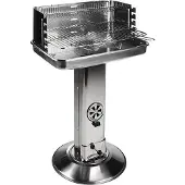 Hi Säulengrill aus Edelstahl - Grillhöhe 74-88cm - 5-fach höhenverstellbares Grillrost, Grill
