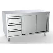 CombiSteel Arbeitsschrank mit 2 Türen 3 Schubladen aus Edelstahl 2000x700x850mm