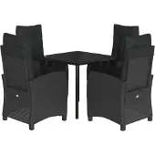 vidaXL 5-tlg. Garten-Essgruppe mit Kissen Schwarz Poly Rattan