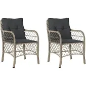 vidaXL Gartenstühle mit Kissen 2 Stk. Hellgrau Poly Rattan