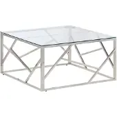 vidaXL Couchtisch Silbern Edelstahl und Hartglas