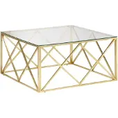 vidaXL Couchtisch Golden Edelstahl und Hartglas
