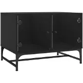 vidaXL Couchtisch mit Glastüren Schwarz 68,5x50x50 cm