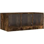 vidaXL Couchtisch mit Glastüren Räuchereiche 102x50x42 cm