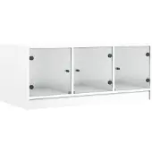 vidaXL Couchtisch mit Glastüren Weiß 102x50x42 cm