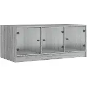 vidaXL Couchtisch mit Glastüren Grau Sonoma 102x50x42 cm