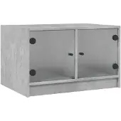 vidaXL Couchtisch mit Glastüren Betongrau 68x50x42 cm