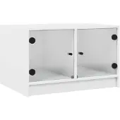 vidaXL Couchtisch mit Glastüren Weiß 68x50x42 cm