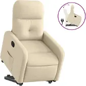 vidaXL Relaxsessel mit Aufstehhilfe Creme Stoff